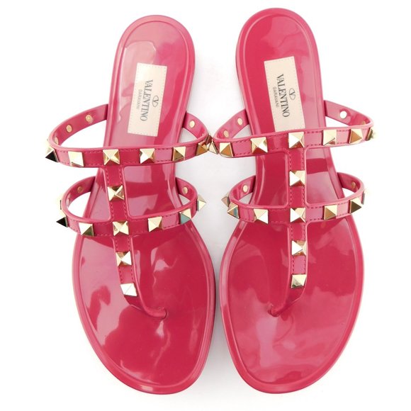 New VALENTINO Rockstud Magenta Pink Jelly Sandals 36 - Picture 4 of 6